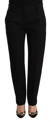 Dolce & Gabbana Black Mid Waist Skinny Trouser Wool Pants -   -  Dolce & Gabbana.